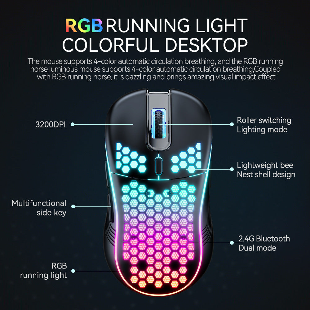 SA-1 Dual Modus Wabenschale RGB Kabellose Bluetooth Computer Gaming Maus