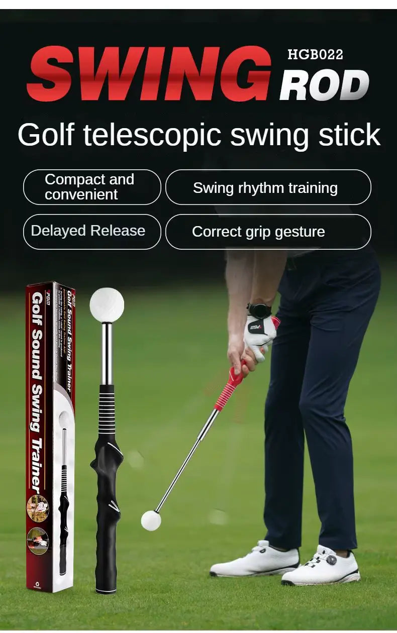PGM Golf Retractable Swing Practice Stick Indoor Golf Sound Assistant Practitioner