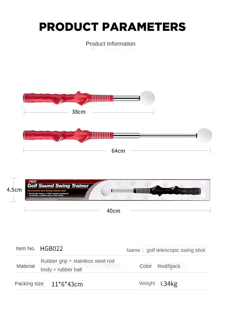 PGM Golf Retractable Swing Practice Stick Indoor Golf Sound Assistant Practitioner