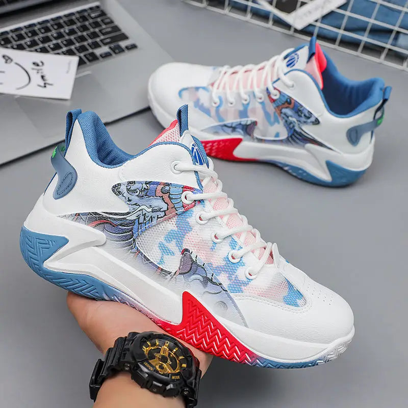 Men's breathable basketball style shoes shock absorption and anti-slip-Finds Fit