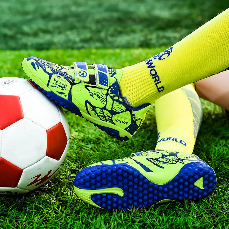 Boys Turf Soccer Shoes Girls Football Cleats Fashion Kids Football Training Trainers Anti Skid Children Football Sports Shoes-Finds Fit