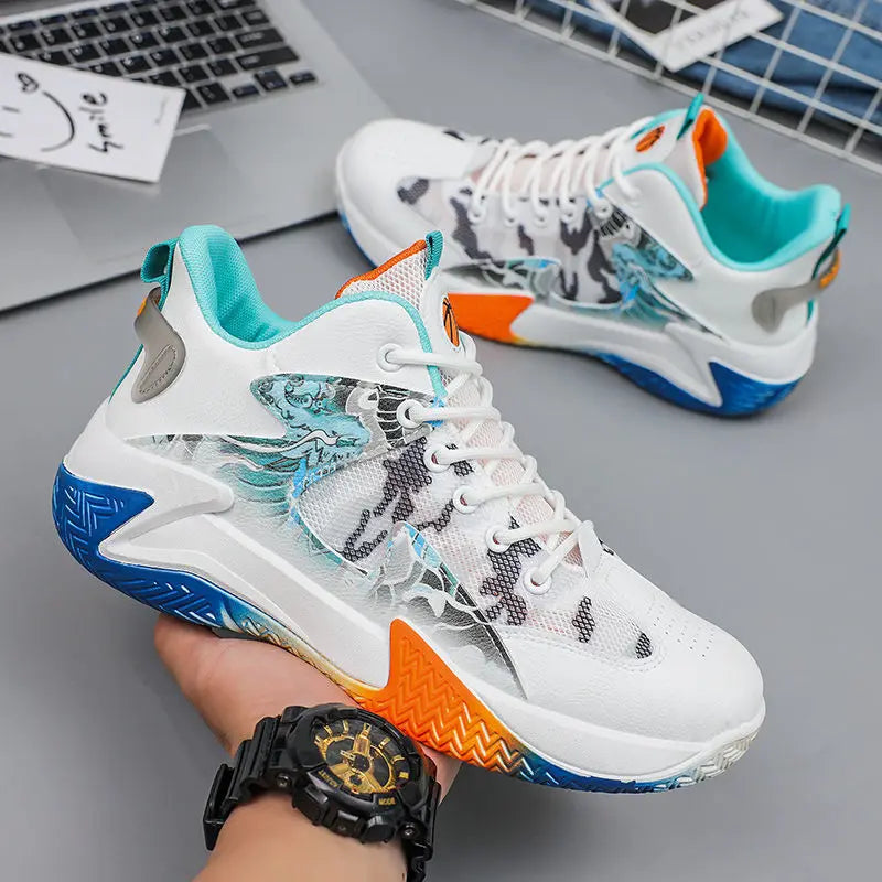 Men's breathable basketball style shoes shock absorption and anti-slip-Finds Fit