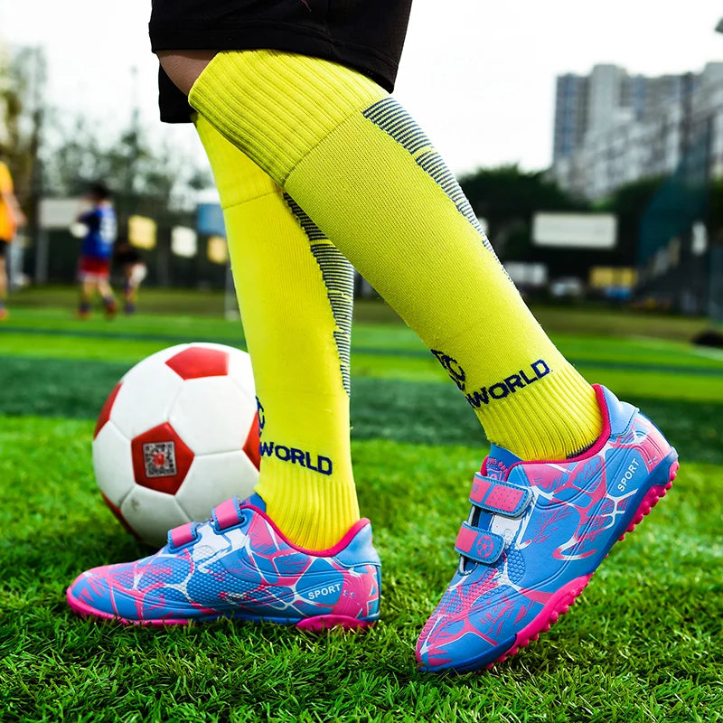 Boys Turf Soccer Shoes Girls Football Cleats Fashion Kids Football Training Trainers Anti Skid Children Football Sports Shoes-Finds Fit