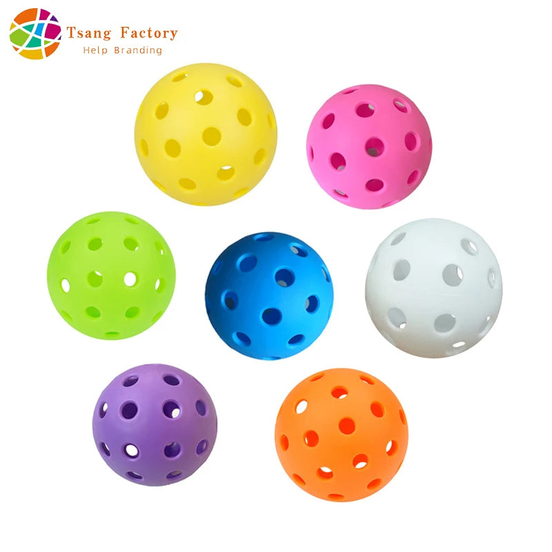 6 Stück Pickleball, 40 Löcher, 74 mm, bunte Pickleballs für den Außenbereich, langlebiger Paddelball für Training und Wettkampf für das Wettkampftraining