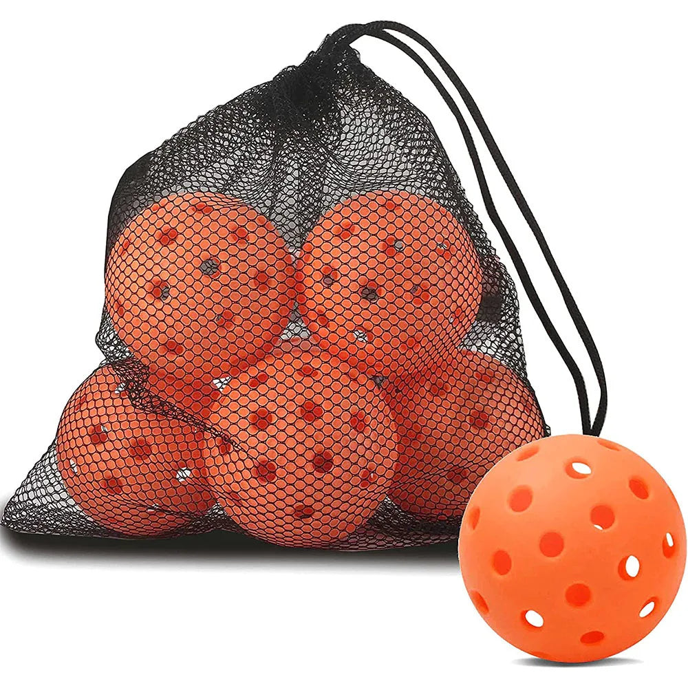 Pickleball-Ball-Set, 74 mm, 40 Löcher, Pickleball-Bälle für den Außenbereich, für Standard-Pickleball-Sporttraining und Praxis, 6 Stück/Beutel in Netztasche
