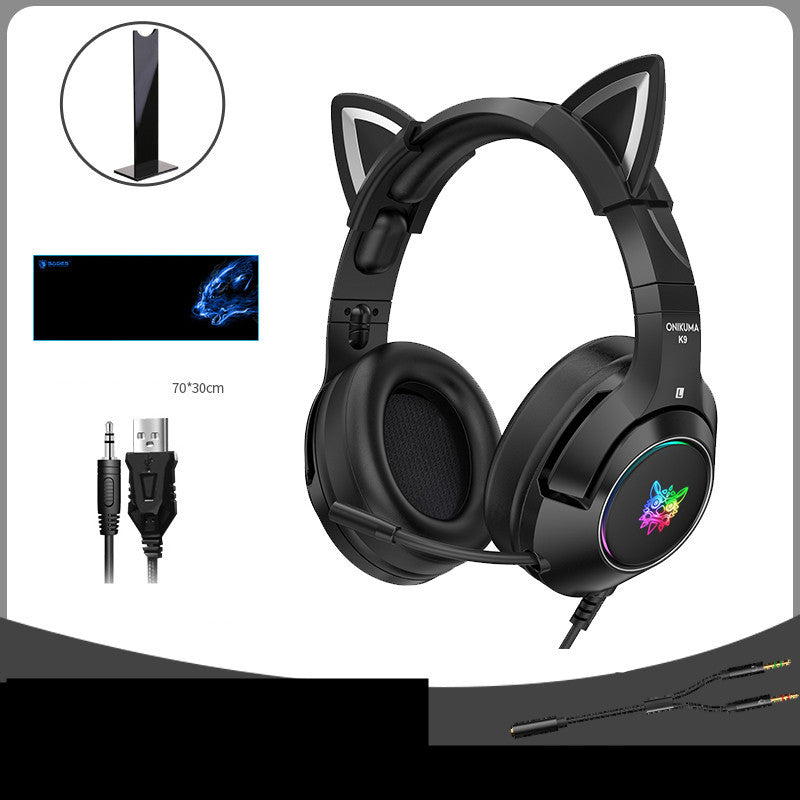 Head-mounted Gaming Gaming Cute Girls Wired Computer Headset-Finds Fit