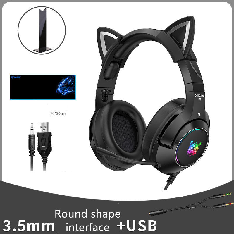 Head-mounted Gaming Gaming Cute Girls Wired Computer Headset-Finds Fit