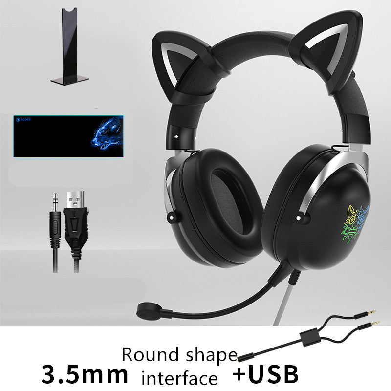 Head-mounted Gaming Gaming Cute Girls Wired Computer Headset-Finds Fit