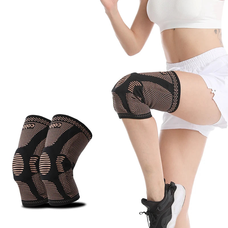 Aoliao Spring Copper Knee Brace With Color Box/OPC PE Bag Knee Sleeves Compression Elastic Knee Pads For Sports-Finds Fit