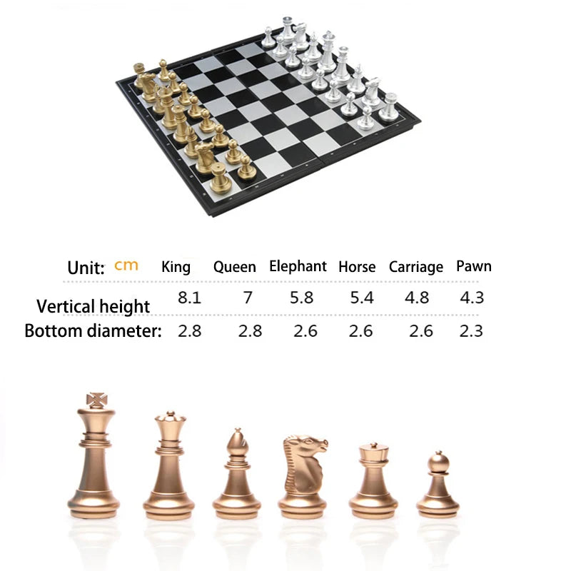 Foldable Chessboard development of intellectual Chess and card games toy Chess gold and silver magnetic chess-Finds Fit