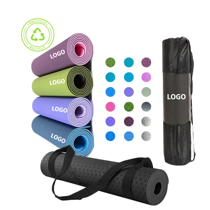 Eco-friendly Non-Slip Exercise Durable 6mm 8mm 10mm 1/2 Inch Extra Thick Black TPE Yoga Mat-Finds Fit