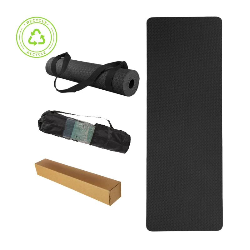 Eco-friendly Non-Slip Exercise Durable 6mm 8mm 10mm 1/2 Inch Extra Thick Black TPE Yoga Mat-Finds Fit