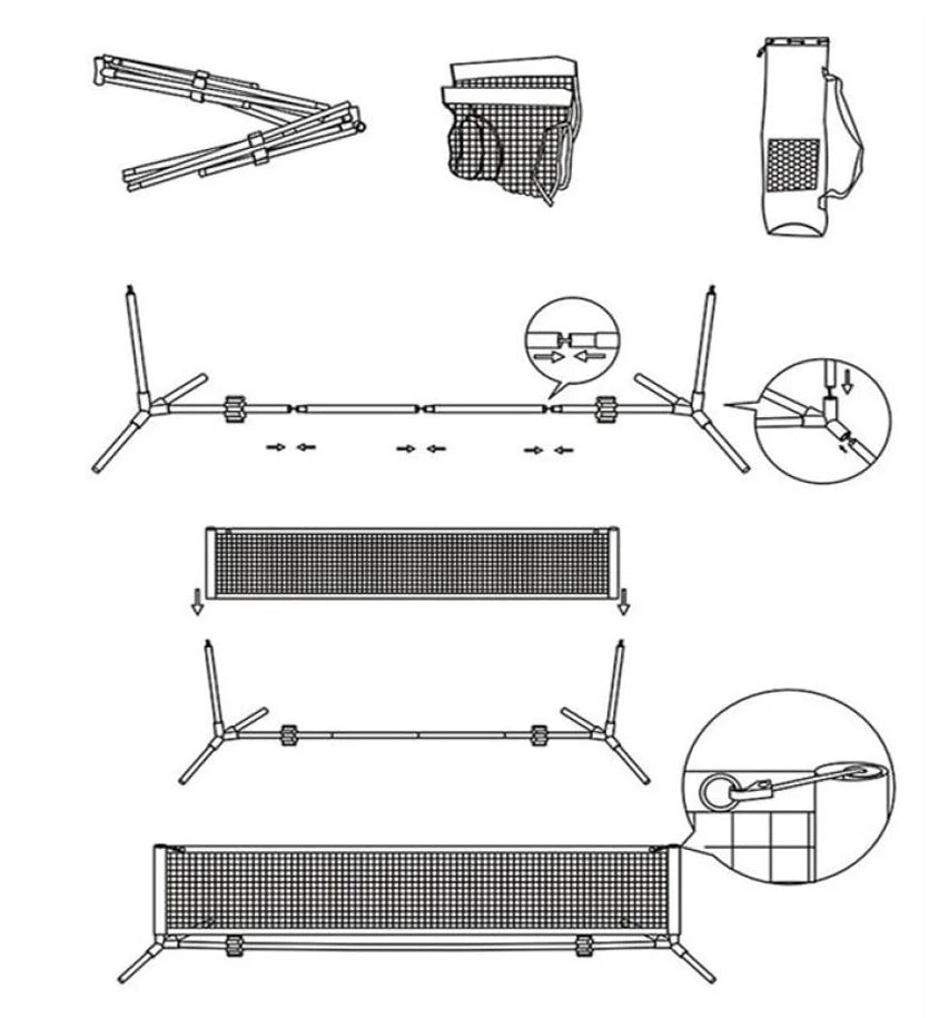 Outdoor volleyball net with pole and winch system backyard beach foldable volleyball net-Finds Fit