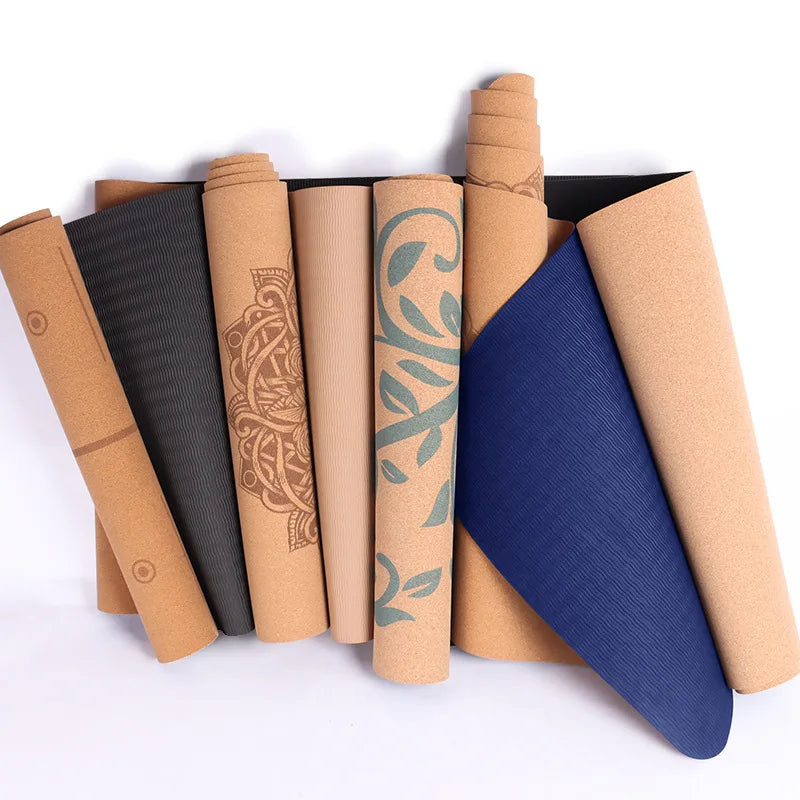 Yoga del corcho eco yoga fold gym exercise cork TPE fitness cork yoga mat-Finds Fit