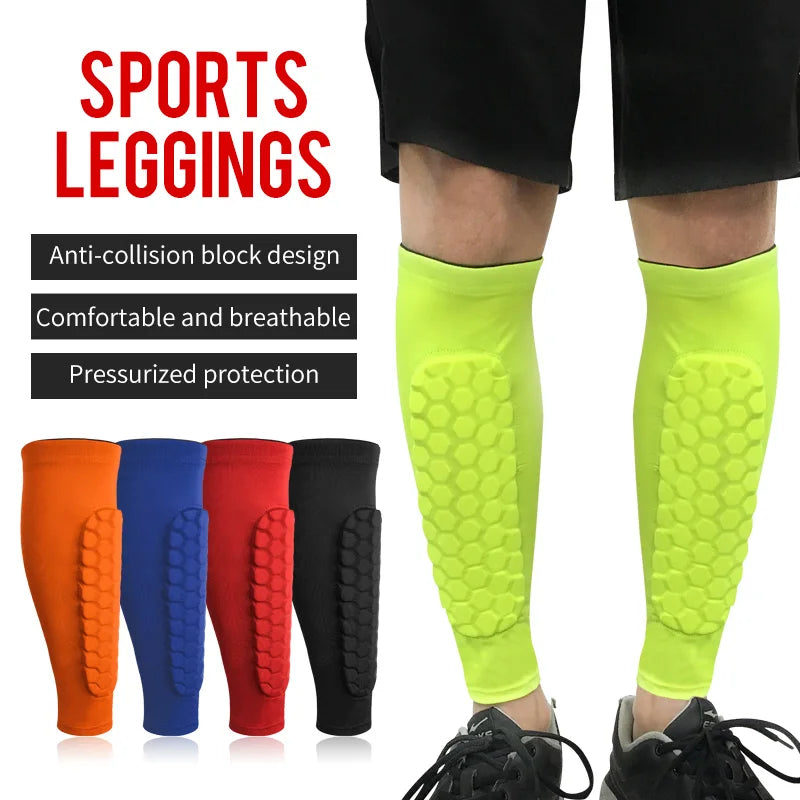 Strengthen Honeycomb Shin Pad Crash Proof Anti Slip Basketball Sport Long Calf Sleeve Protective Leg Guard-Finds Fit