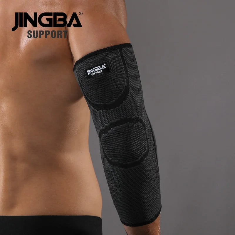 JINGBA Elbow Sleeve basketball protection Nylon Tennis Elbow Bandage Knitting Long Arm Brace Compression pads-Finds Fit