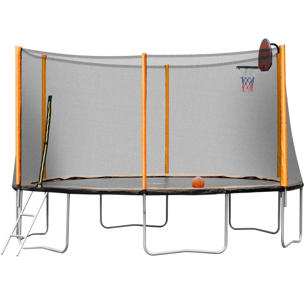 USA STOCK 14ft Kids Outdoor Trampoline with Basketball Hoop Outdoor High-Capacity Family Yard-Finds Fit