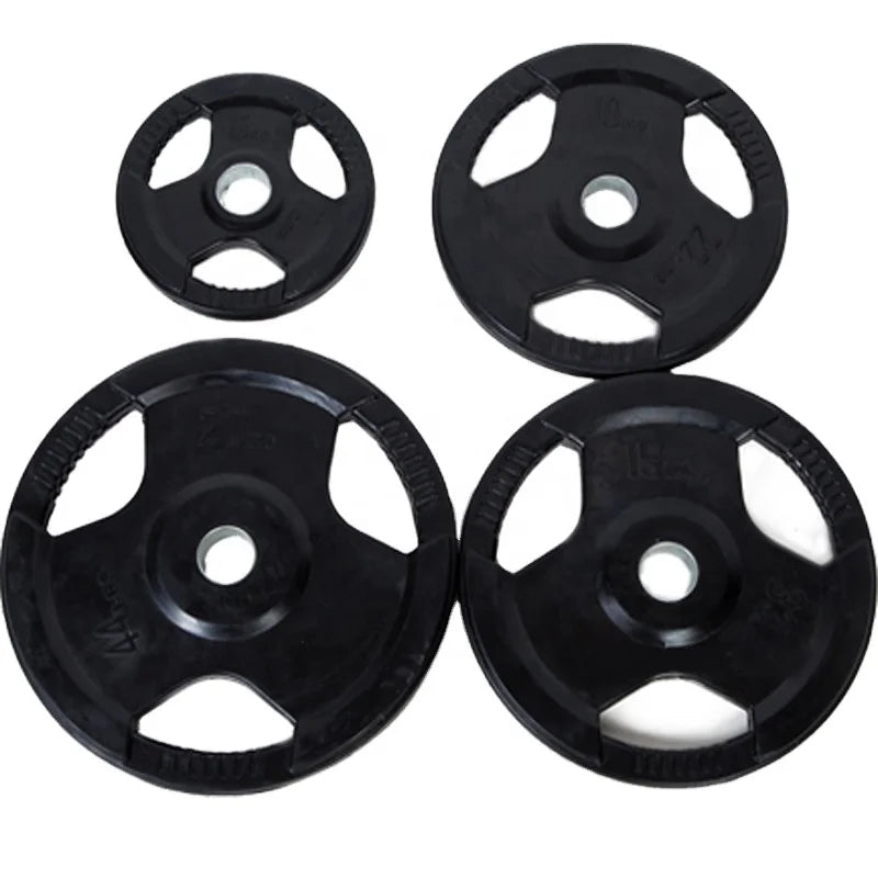 Weight Gym Power Training Weight Lifting black color rubber three hole Barbell Weight Hard Barbells Plates-Finds Fit