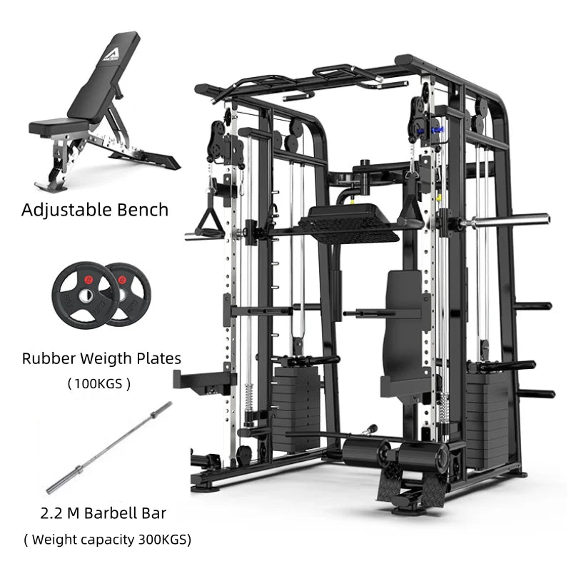 Home smith machine gym equipment fitness workout gym squat rack multifunctional bench-Finds Fit