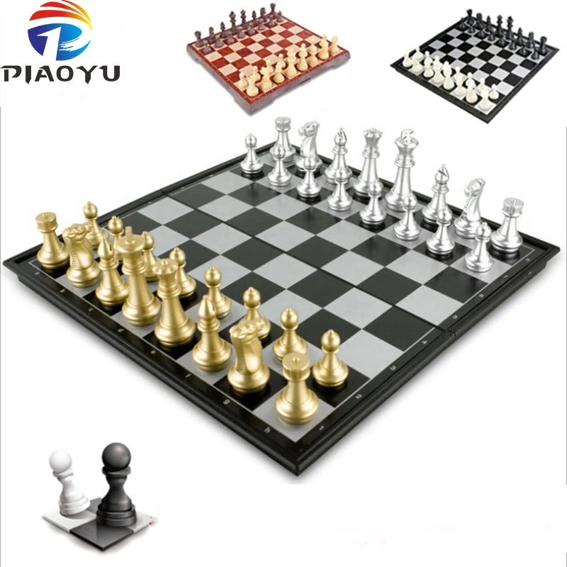 Foldable Chessboard development of intellectual Chess and card games toy Chess gold and silver magnetic chess-Finds Fit