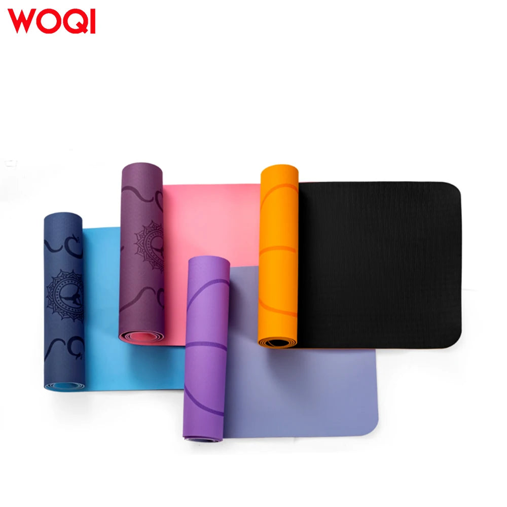 WOQI printed jump Wholesale 6mm Thick TPE Monochrome Anti slip Sports and Environmental Protection Thickened Yoga Mat-Finds Fit