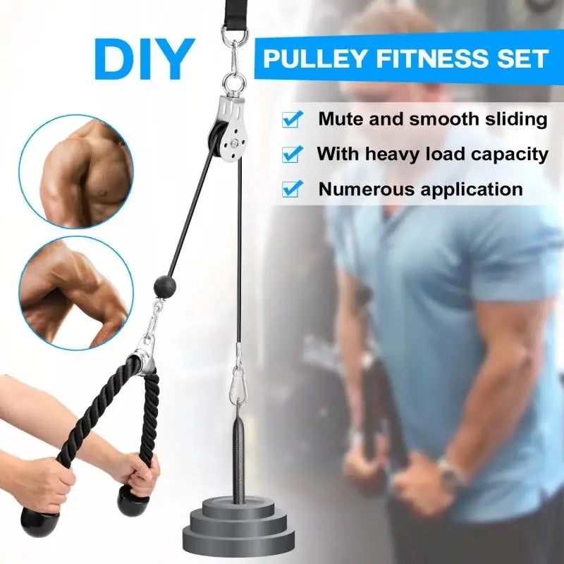 Workout Power Adjustable System DIY Grip Handle Pull Down Set Weight Lift Fitness Pulley Cable Gym Fitness Equipment-Finds Fit