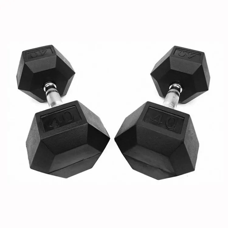 Rubber cast dumbbell Equipment Exercise Bodybuilding Training Equipment Rubber Hex Dumbbell free weights-Finds Fit