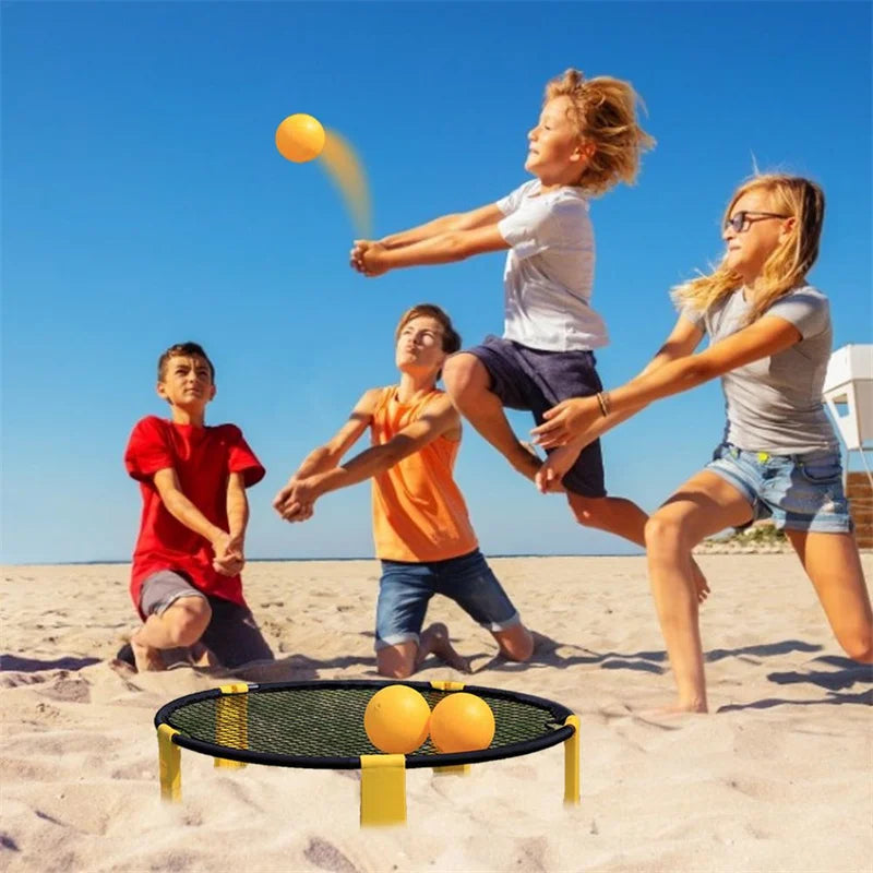 Mini Beach Volleyball Game Set Outdoor Team Sports Lawn Fitness Equipment With 3 Balls Volleyball Net 4PCS-Finds Fit