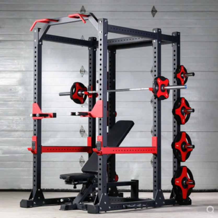 Gym multi-function weightlifting bed home bench press squat rack frame barbell rack strength training smith machine-Finds Fit