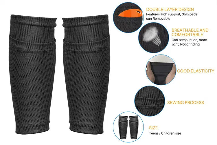 Football Protective Leg Calf Compression Sleeve Cycling Running Sports Safety shin guard-Finds Fit