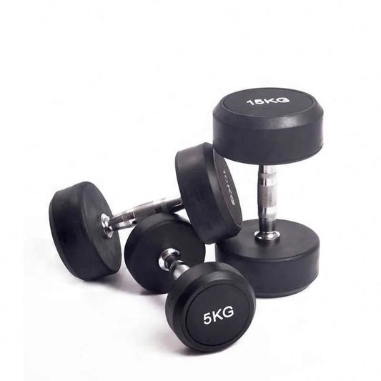 Dumbbell Set Rubber Round End Heavy Weights Barbell Metal Handles for Strength Training-Finds Fit