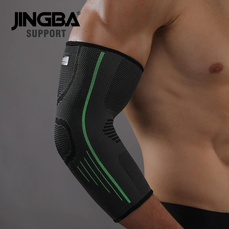 JINGBA Elbow Sleeve basketball protection Nylon Tennis Elbow Bandage Knitting Long Arm Brace Compression pads-Finds Fit