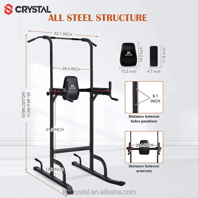 SJ-800 Gym Equipment Home Tool Adjustable Multi-Function Strength Fitness Equipment Power Tower Pull Up Dip Bar Station-Finds Fit