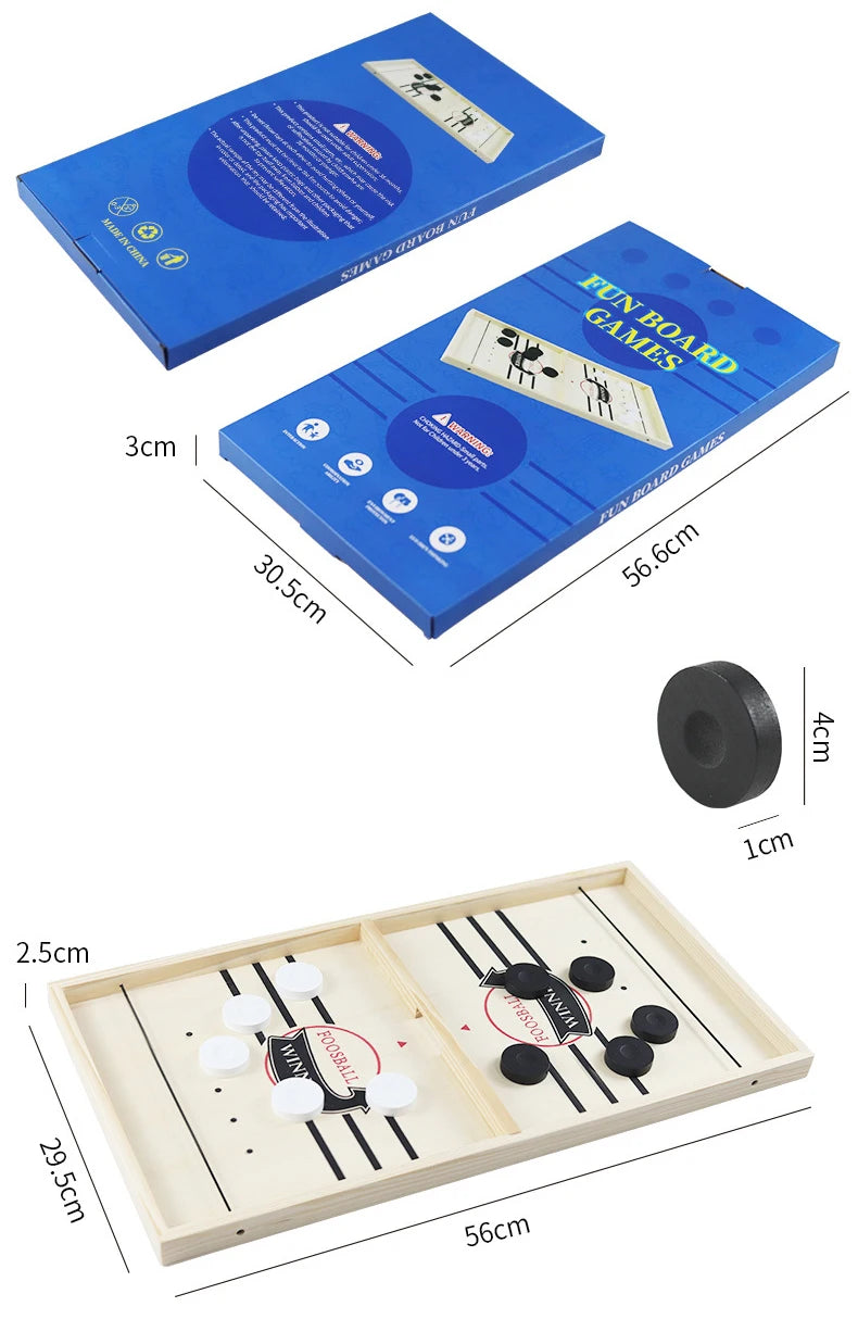 Wooden Table Hockey Toy Sling Puck Game for Adults Parent-Child Interactive Toys-Finds Fit