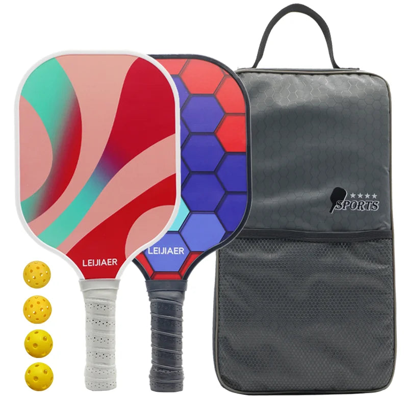 Glass fiber pickleball paddle or carbon pickleball racket, 2 paddles 4 balls-Finds Fit