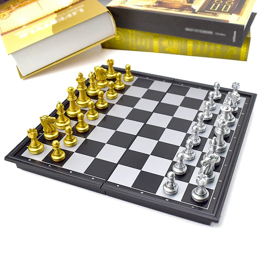 Foldable Chessboard development of intellectual Chess and card games toy Chess gold and silver magnetic chess-Finds Fit