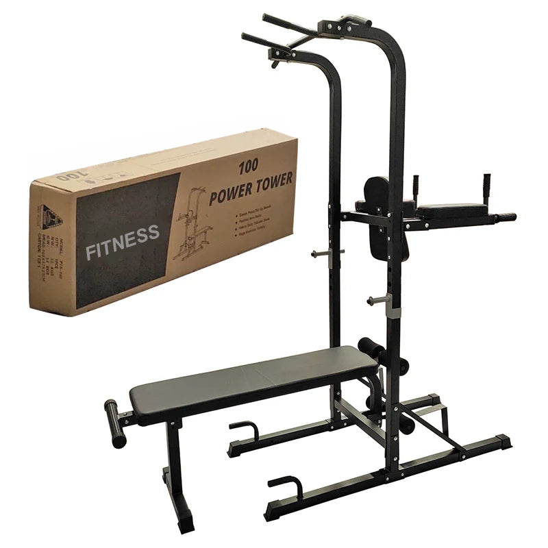 Strength Training Fitness Equipment Dip Station Pull Up Bar Power Tower Station Weight Bench-Finds Fit