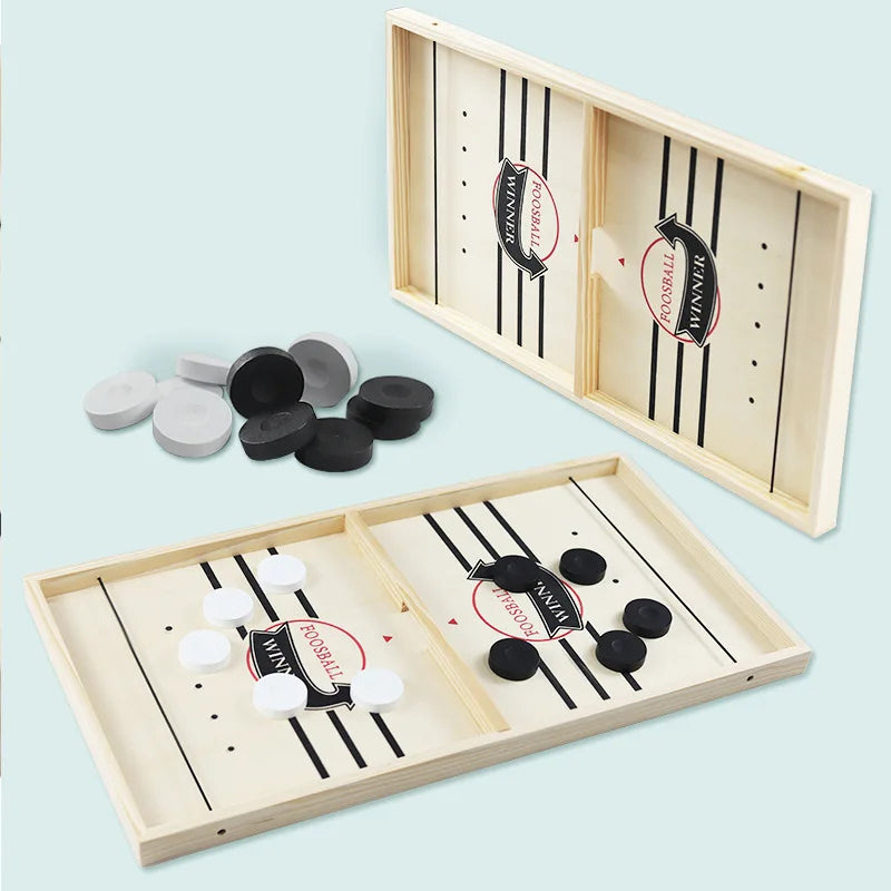 Wooden Table Hockey Toy Sling Puck Game for Adults Parent-Child Interactive Toys-Finds Fit