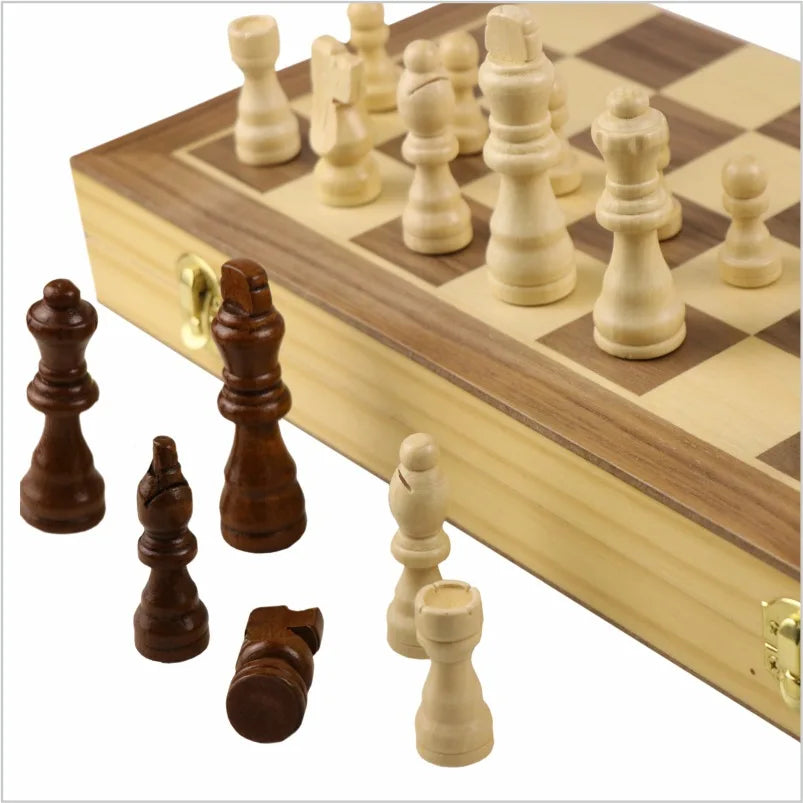 Chess Set Magnetic Wooden Folding Big Solid Wood Pieces Chessboard Board Game-Finds Fit