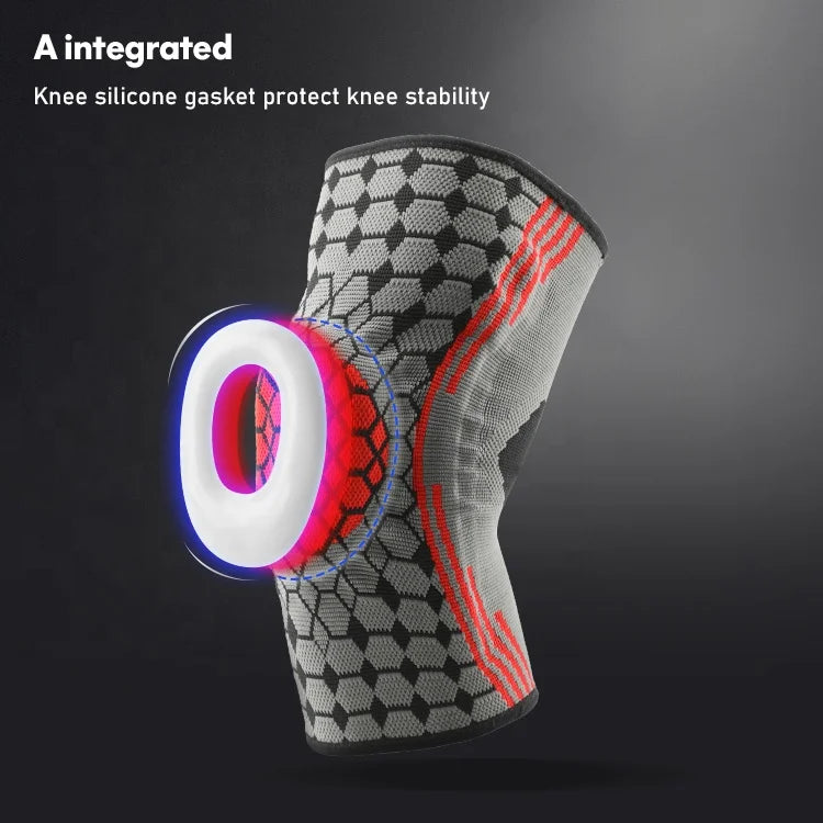 GOLOVEJOY HX09 Sports Silicone Spring Knee Pads Anti-Slip Strip Sweat Breathable Pressure Basketball Elastic Knee Brace-Finds Fit