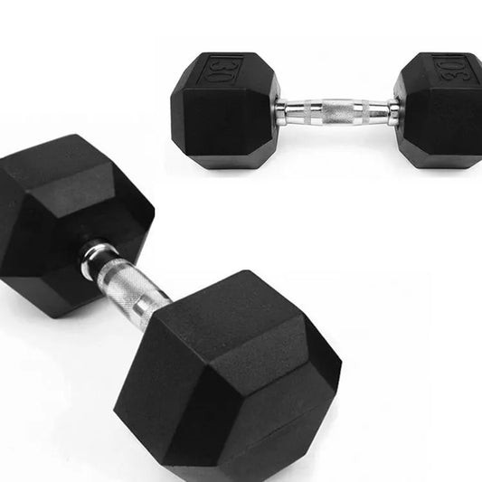 Rubber cast dumbbell Equipment Exercise Bodybuilding Training Equipment Rubber Hex Dumbbell free weights-Finds Fit