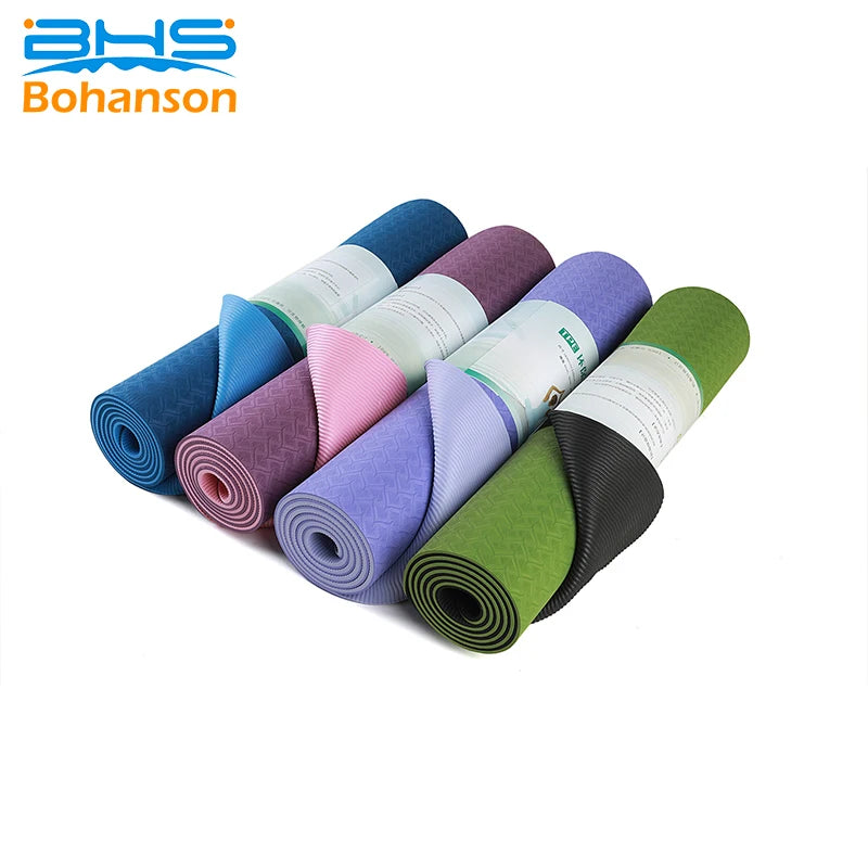 Eco-friendly Non-Slip Exercise Durable 6mm 8mm 10mm 1/2 Inch Extra Thick Black TPE Yoga Mat-Finds Fit