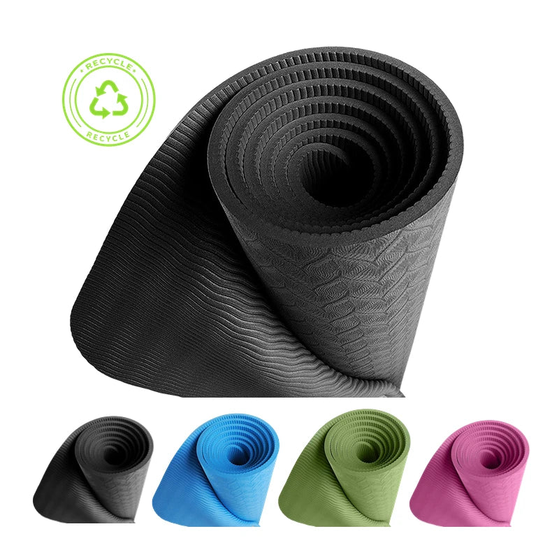 Eco-friendly Non-Slip Exercise Durable 6mm 8mm 10mm 1/2 Inch Extra Thick Black TPE Yoga Mat-Finds Fit