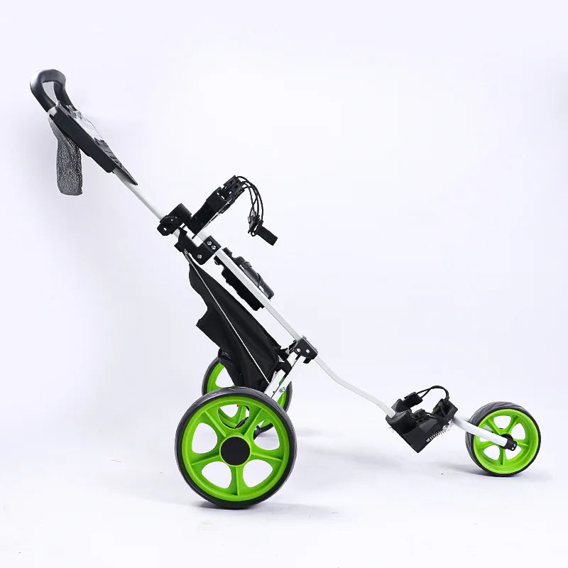 3 Wheel Golf Cart Trolley Aluminum Foldable Golf Push Cart with Umbrella-Finds Fit