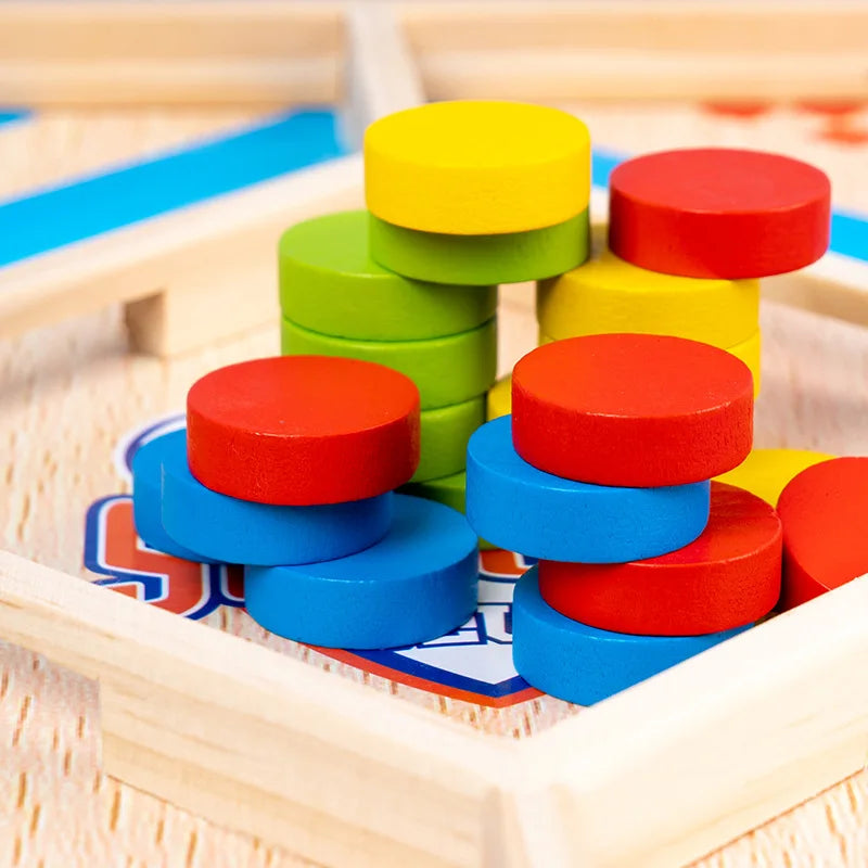 Wooden toys ludo speed pucks 2 in 1 wooden ludo board game Chess game-Finds Fit