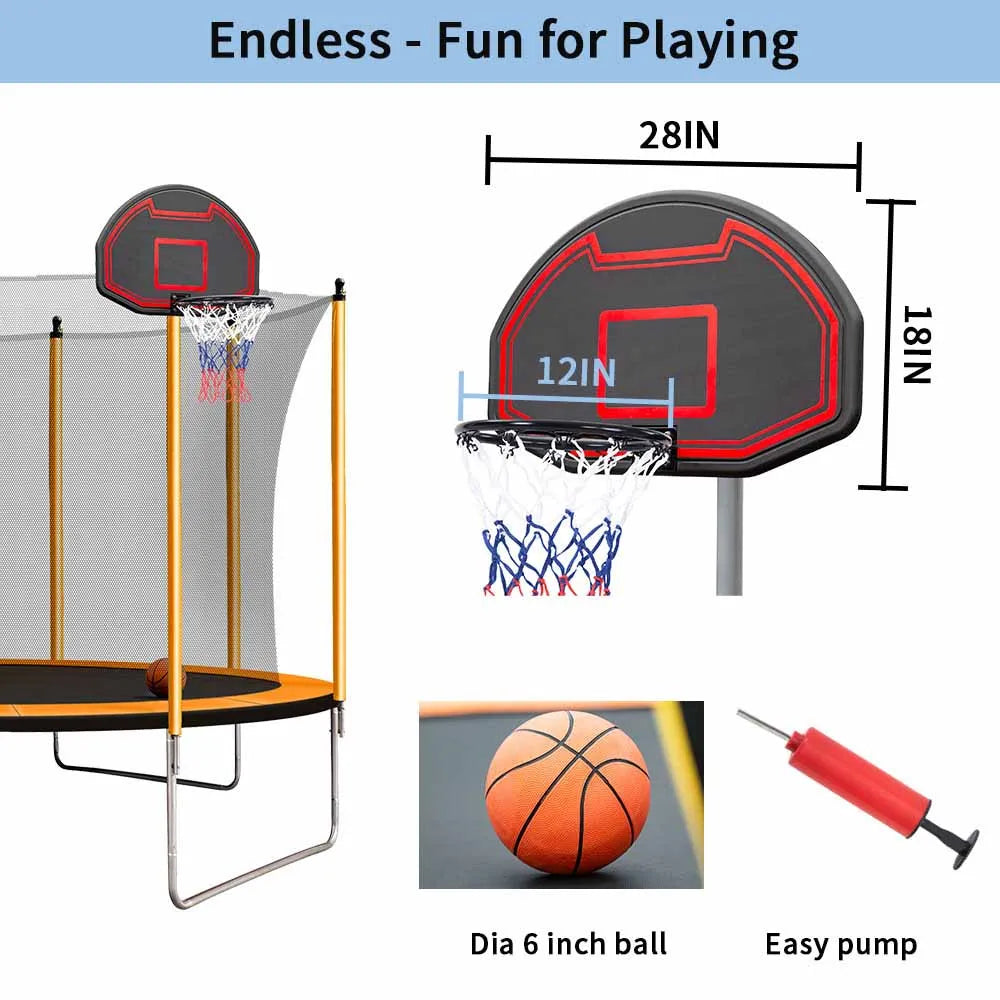 US warehouse delivery children outdoor trampolines with Basketball Hoop Heavy Duty Jumping Mat-Finds Fit