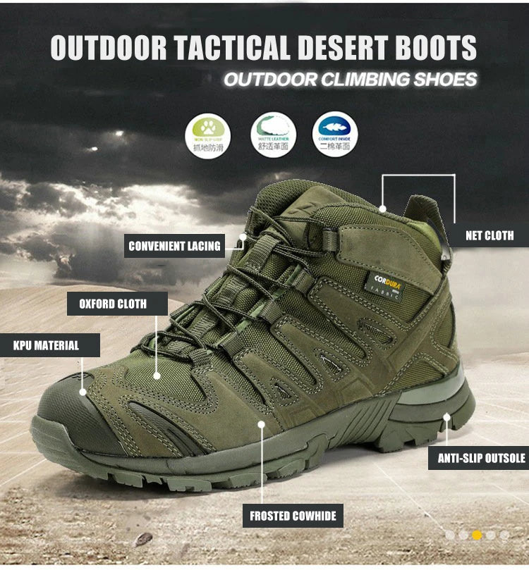 HAN WILD Men's multi-size hiking safety shoes fashion outdoor anti-skid wear-resistant sports shoes-Finds Fit