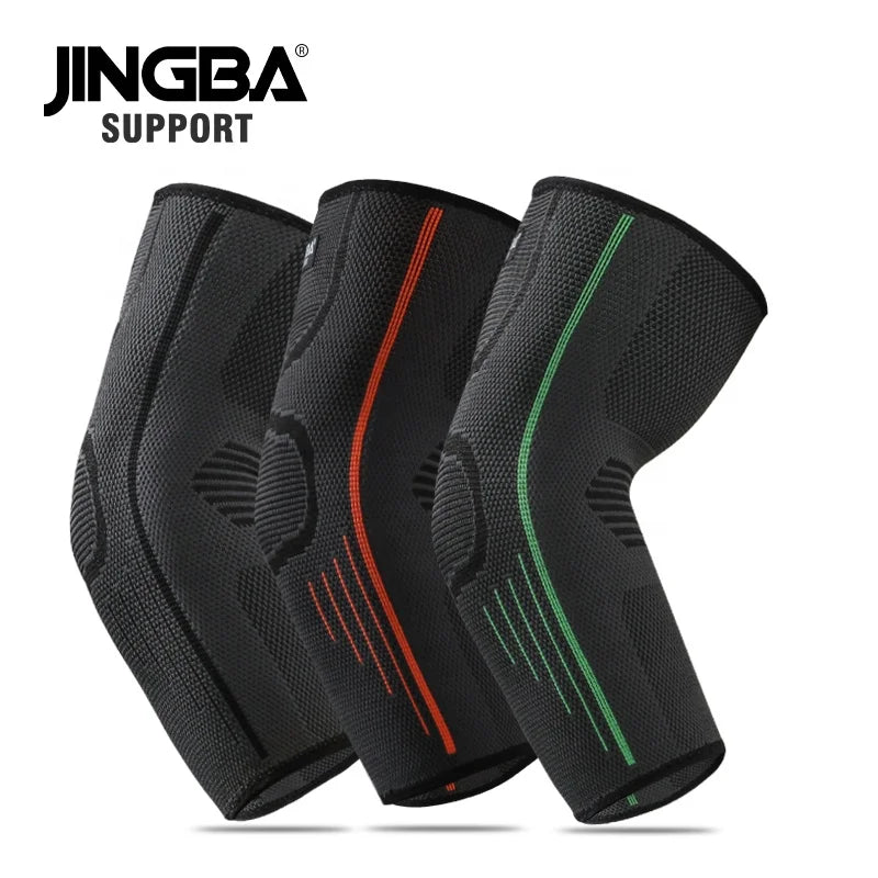 JINGBA Elbow Sleeve basketball protection Nylon Tennis Elbow Bandage Knitting Long Arm Brace Compression pads-Finds Fit