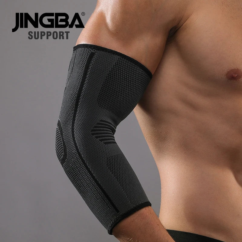 JINGBA Elbow Sleeve basketball protection Nylon Tennis Elbow Bandage Knitting Long Arm Brace Compression pads-Finds Fit