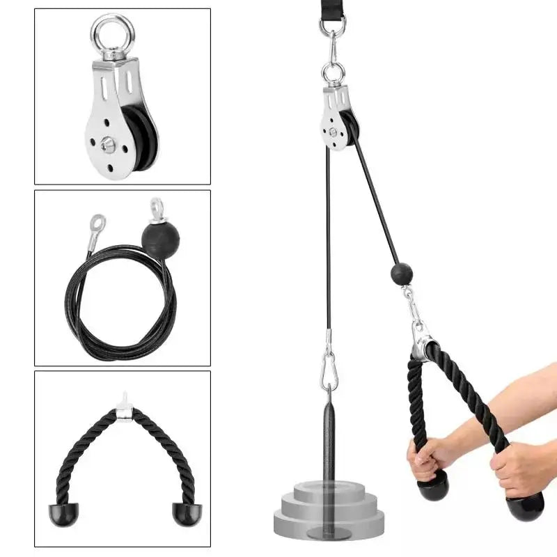 Workout Power Adjustable System DIY Grip Handle Pull Down Set Weight Lift Fitness Pulley Cable Gym Fitness Equipment-Finds Fit